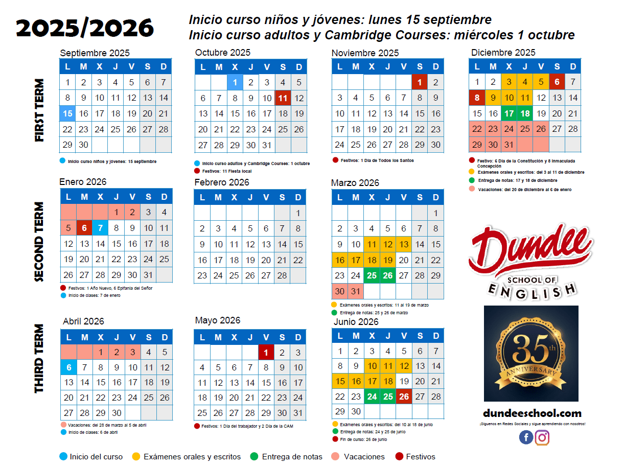 Calendario lectivo 2025-26