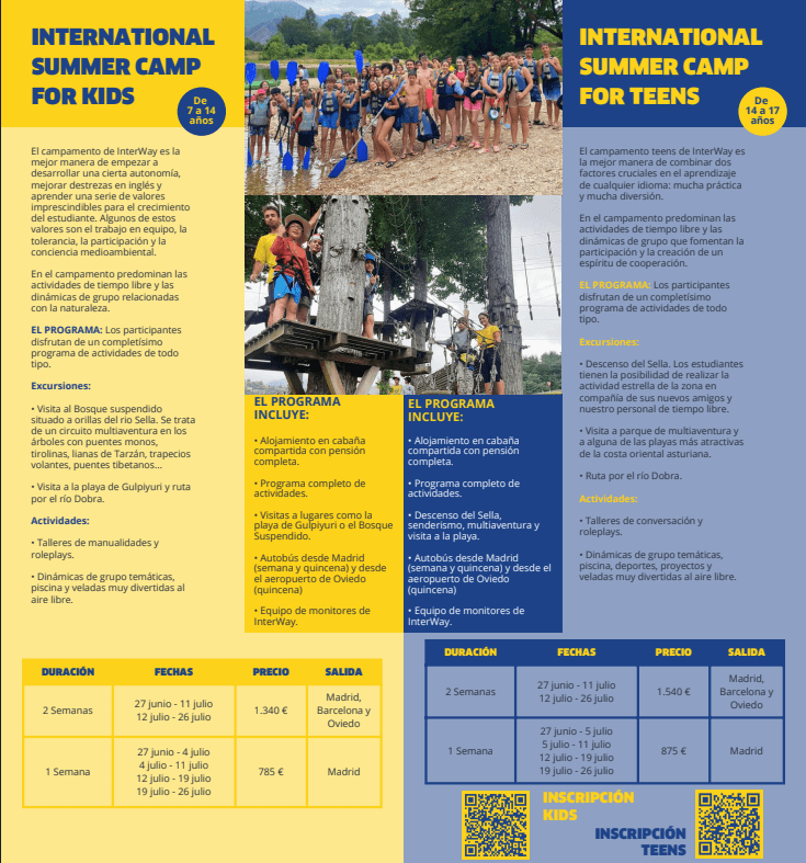 campamentos de verano Asturias Interway 2026
