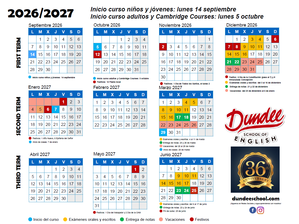 Calendario lectivo 2026-27